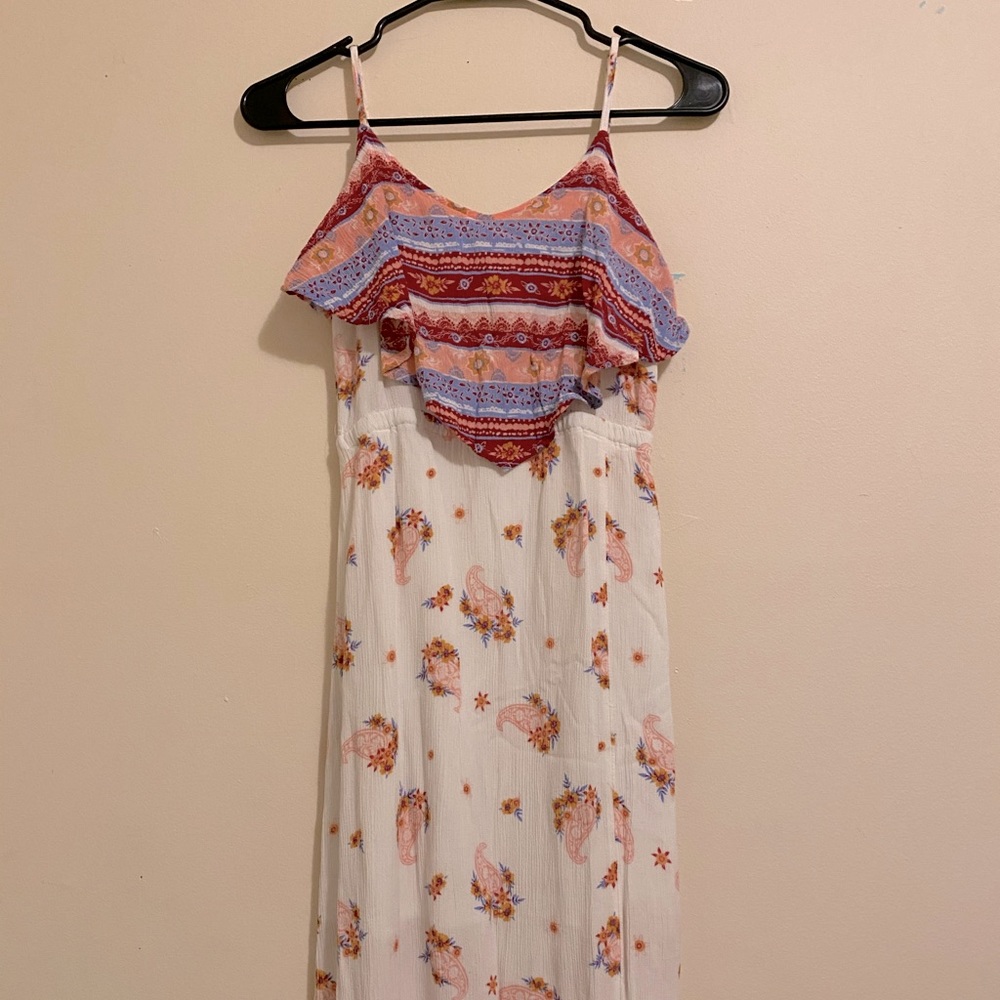 MUDD Women's BoHo Flutter Top Maxi Dress